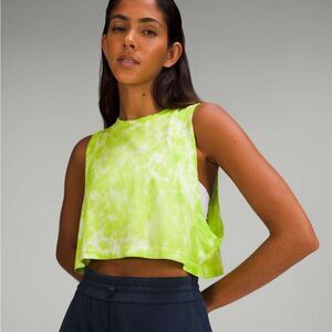 ❌Lululemon “All Yours” Cotton Lime Green Tie-Dye Women's Crop Top size 8